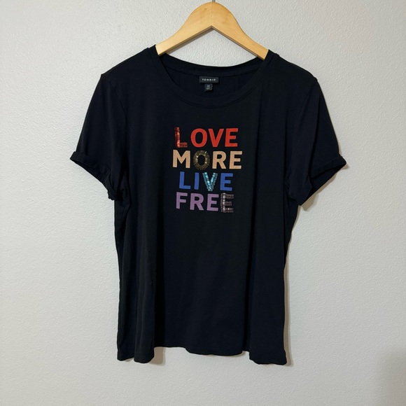 Torrid Beaded Love More Live Free T-Shirt—00 (M/L) - Picture 4 of 11